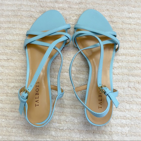 Talbots aqua Capri Crossed Napa Wedge Sandals - Picture 4 of 12